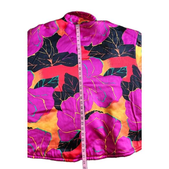 Della Roufogali Vtg Silk Oversized Open Front Floral Kimono Style Jacket Size 8 - Picture 6 of 6